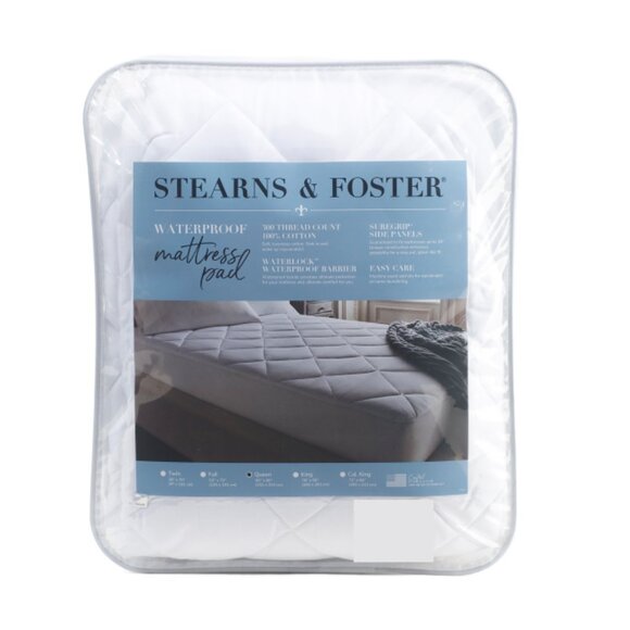 STEARNS & FOSTER White 300tc Waterproof Mattress Pad